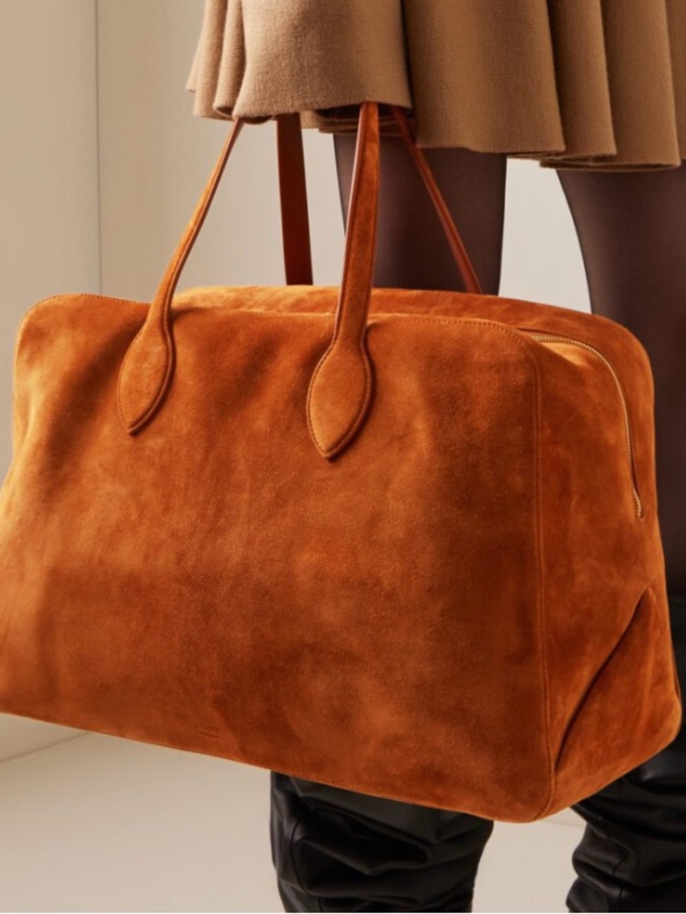 Khaite Maeve Weekender Large Leather Tote Bag Top Handle Suede - Picture 4 of 12